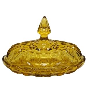 Anchor Hocking Fairfield Amber 70's Depression Glass 1/4lb Oval Butter Dish